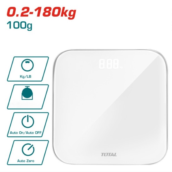 Електронен кантар TOTAL, 180 кг, бял